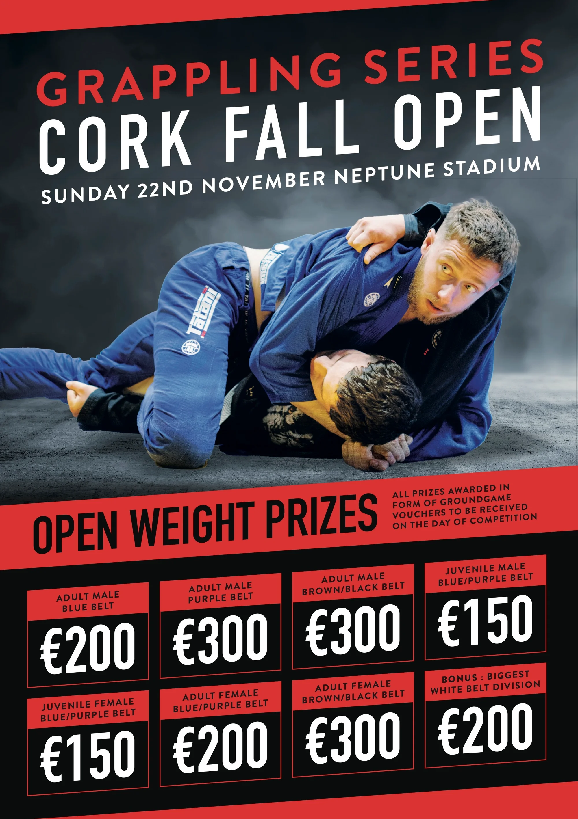 Cork Open Fall 2026 poster with the full open weight prize breakdown